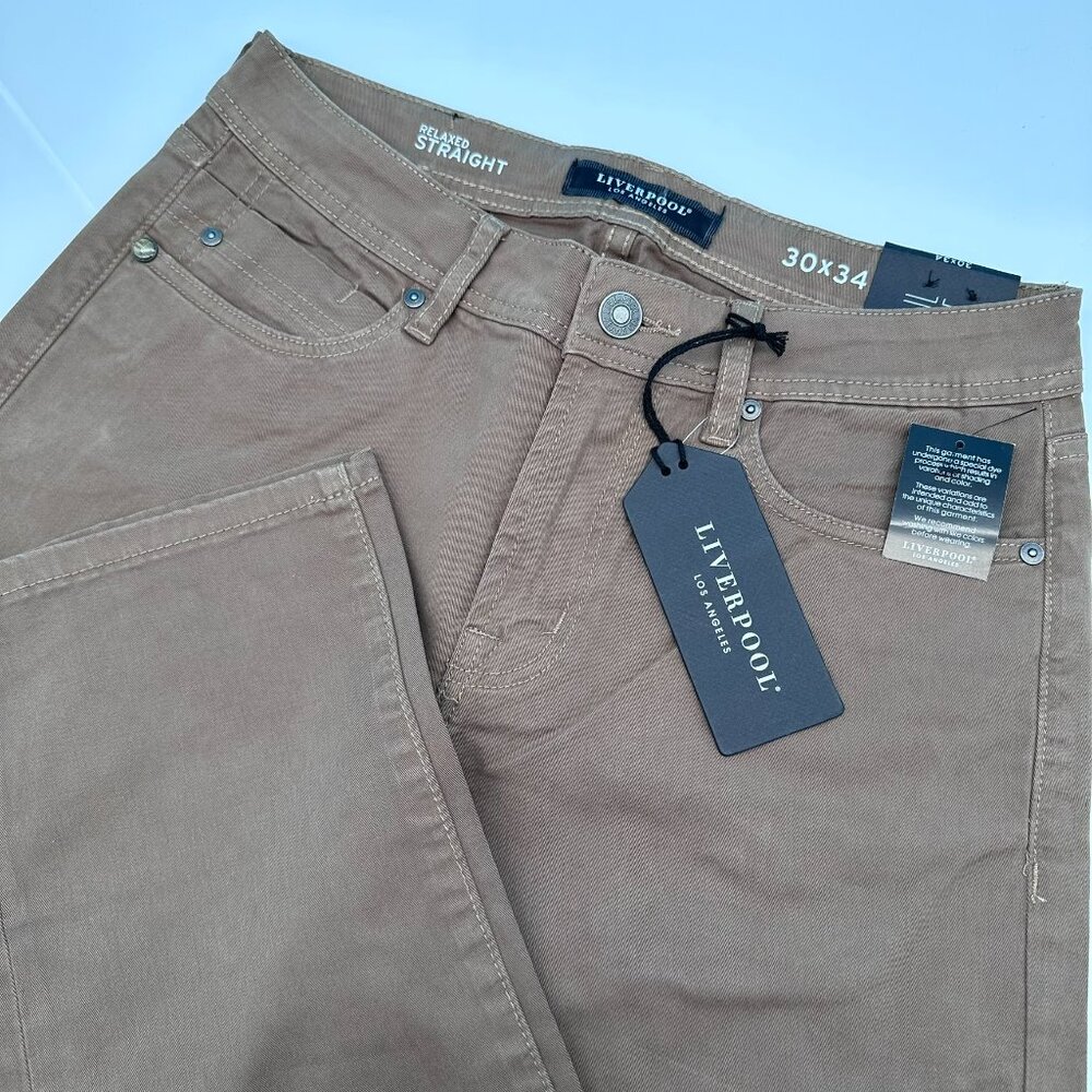 Liverpool LA Regent The Relaxed Straight Leg Twill Pant, W30‎ x L34, Cub Brown